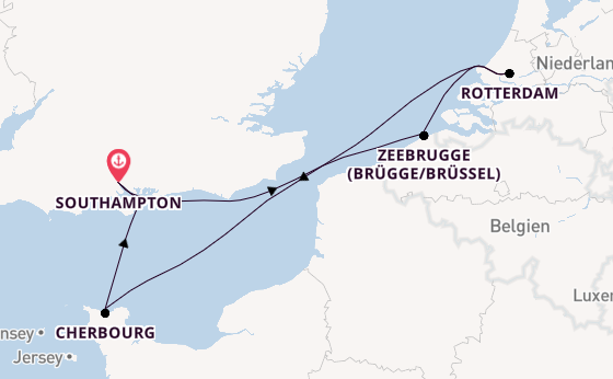England ab Southampton, Großbritannien auf der MSC Virtuosa