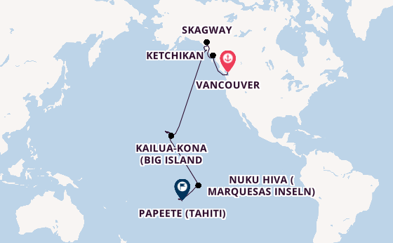 Polynesien ab Vancouver, Kanada auf der Riviera