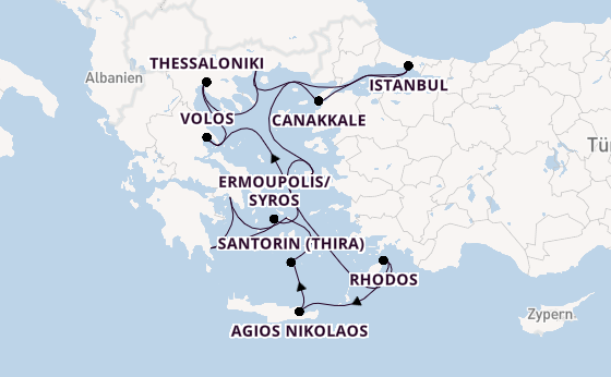 Östliches Mittelmeer ab Piräus (Athen), Griechenland auf der Azamara Journey