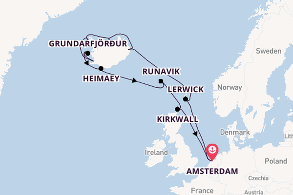 Arctic Ocean from Amsterdam, Netherlands with the Zuiderdam