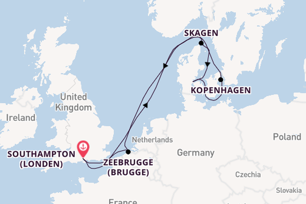 Engeland vanaf Southampton (Londen), Engeland met de MSC Meraviglia