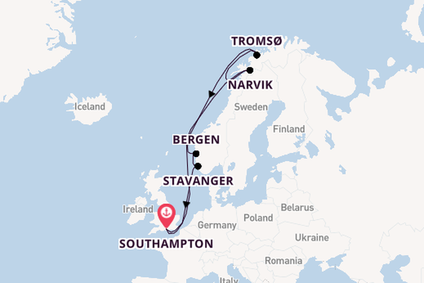 Norway from Southampton, England with the Queen Elizabeth