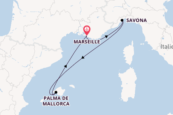 Westliches Mittelmeer ab Marseille, Frankreich auf der Costa Diadema