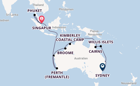 Australien ab Singapur, Singapur auf der Sapphire Princess