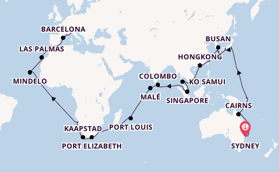 Zuidoost-Azië vanaf Sydney, Australië met de Costa Deliziosa