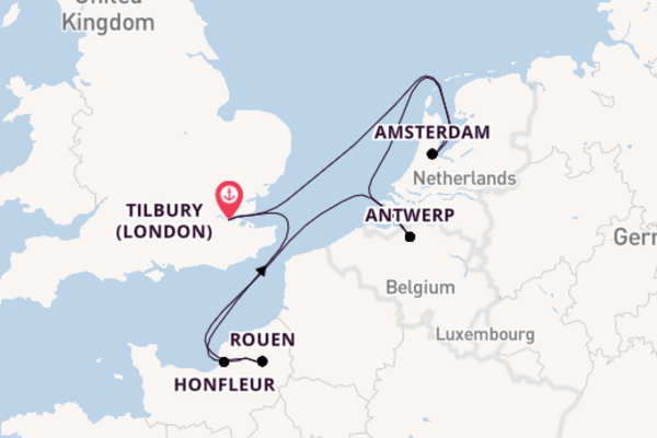 Sailing from Tilbury (London) via Amsterdam