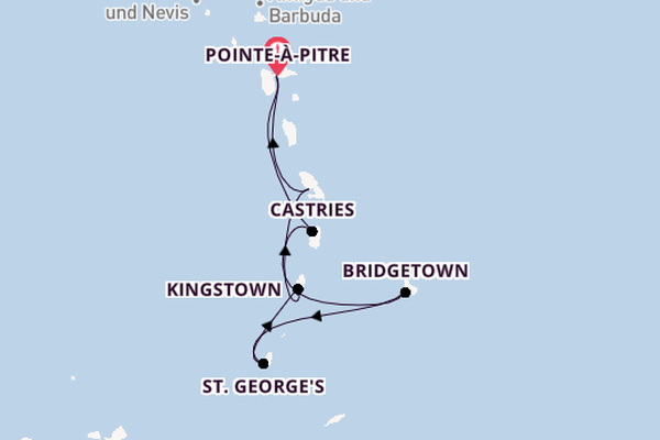Südliche Karibik ab Pointe-à-Pitre, Guadeloupe auf der MSC Seaview