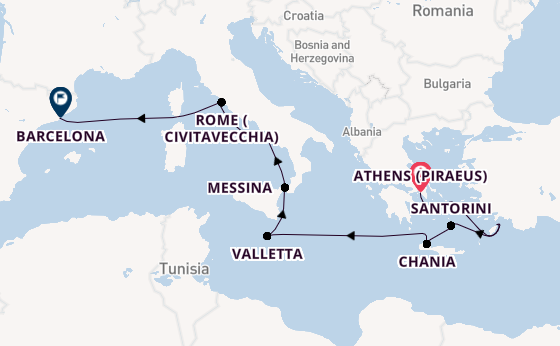 Mediterranean Sea from Athens (Piraeus), Greece with the Celebrity Infinity