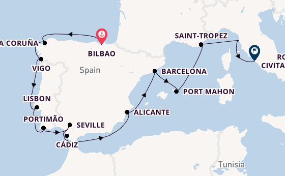 Western Mediterranean from Bilbao, Spain with the Nautica