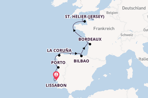 Portugal ab Lissabon, Portugal auf der Seven Seas Mariner