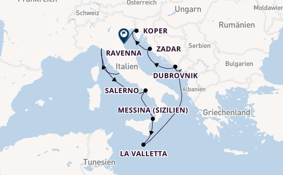 Mittelmeer ab Civitavecchia (Rom), Italien auf der Norwegian Dawn