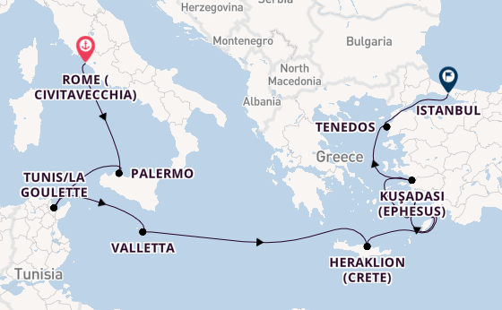 Mediterranean from Rome (Civitavecchia), Italy with the Allura