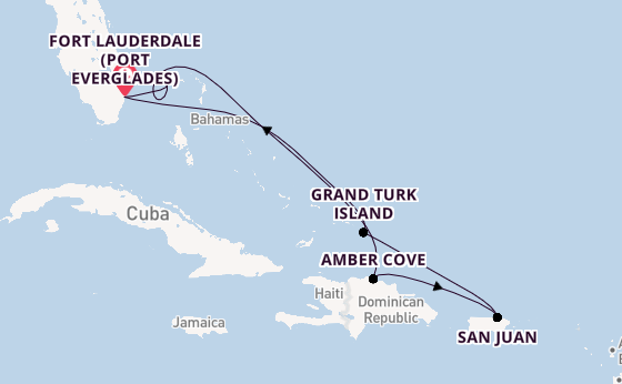 Caribbean from Fort Lauderdale (Port Everglades), Florida, USA with the Sun Princess