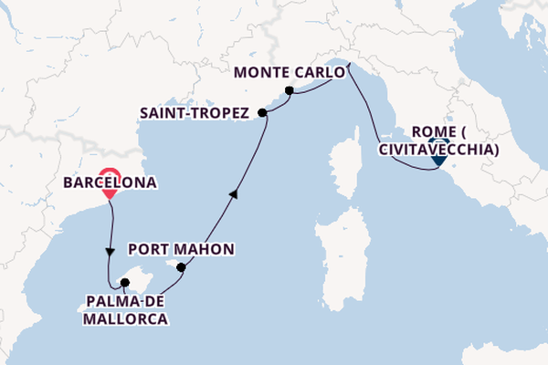 Western Mediterranean from Barcelona, Spain with the Luminara