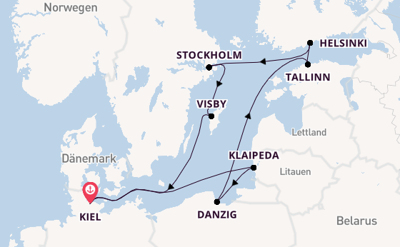 Ostsee ab Kiel, Deutschland auf der Mein Schiff 1