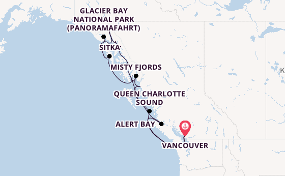 Alaska ab Vancouver, Kanada auf der Seabourn Encore