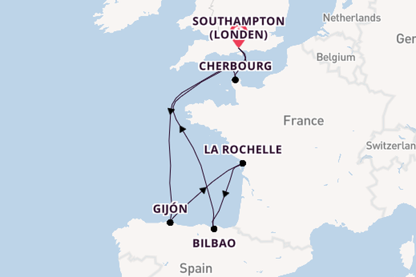 Engeland vanaf Southampton (Londen), Engeland met de MSC Meraviglia