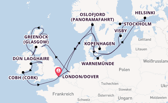 Britische Inseln ab London/Dover, Großbritannien auf der Nieuw Statendam