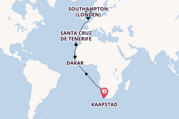 Afrika vanaf Kaapstad, Zuid-Afrika met de Queen Victoria