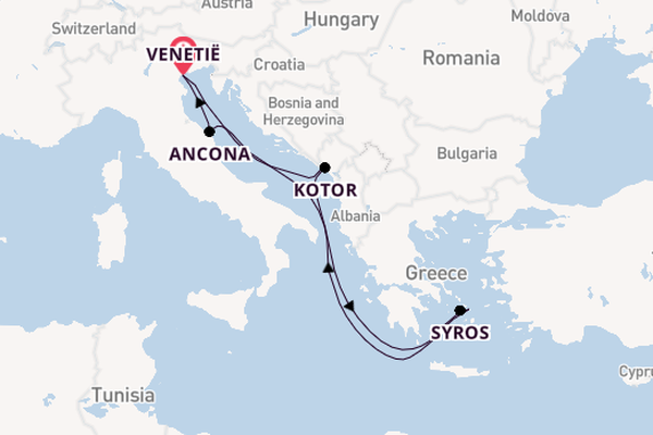 Middellandse Zee vanaf Venetië, Italië met de MSC Lirica