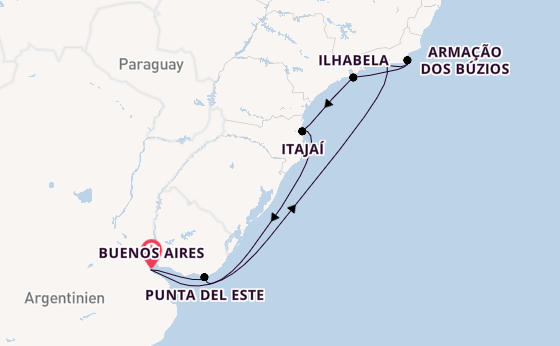 Südamerika ab Buenos Aires, Argentinien auf der MSC Splendida