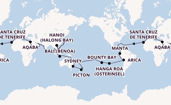 MSC Weltreise 2028 ab Genua, Italien