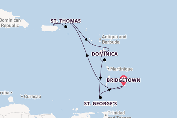 Caribbean from Bridgetown, Barbados with the Crown Princess