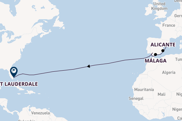trans-Atlantisch vanaf Barcelona, Spanje met de Legend of the Seas