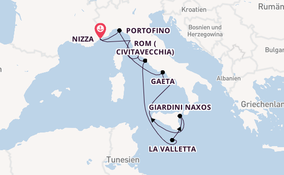 Westliches Mittelmeer ab Nizza, Frankreich auf der Silver Shadow