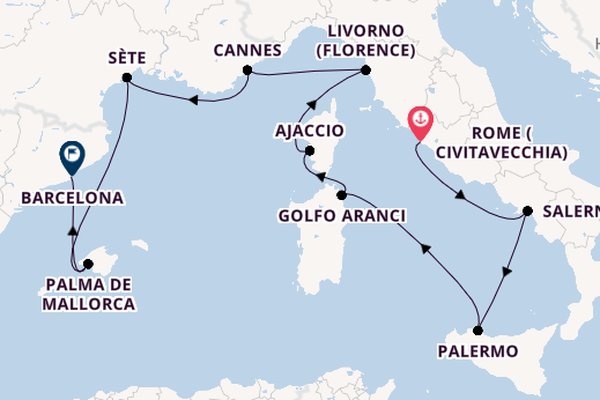 Western Mediterranean from Rome (Civitavecchia), Italy with the Allura