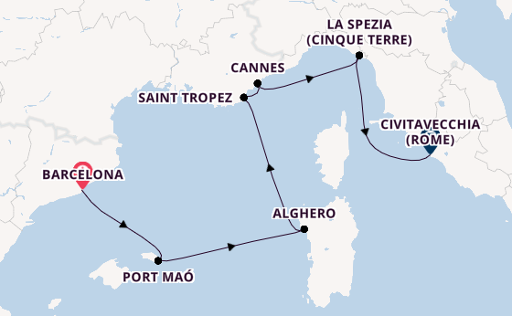 Westelijke Middellandse Zee vanaf Barcelona, Spanje met de EXPLORA I