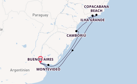 Südamerika ab Buenos Aires, Argentinien auf der Costa Serena