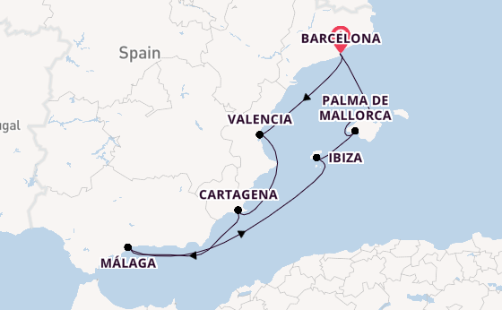 Western Mediterranean from Barcelona, Spain with the Silver Ray
