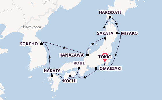 Japan ab Tokio, Japan auf der Westerdam