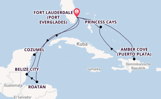Karibik ab Fort Lauderdale (Port Everglades), USA auf der Star Princess