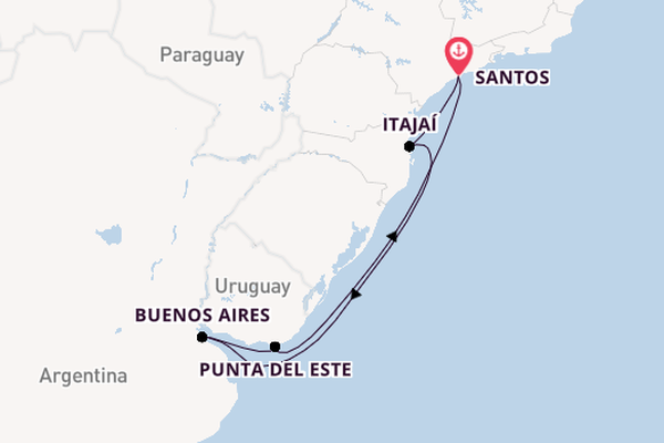 South America from Santos, Brazil with the MSC Preziosa