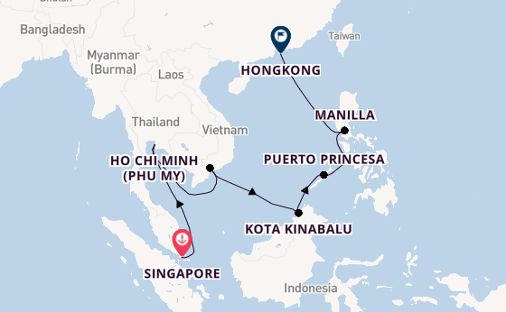 Zuidoost-Azië vanaf Singapore, Singapore met de Noordam