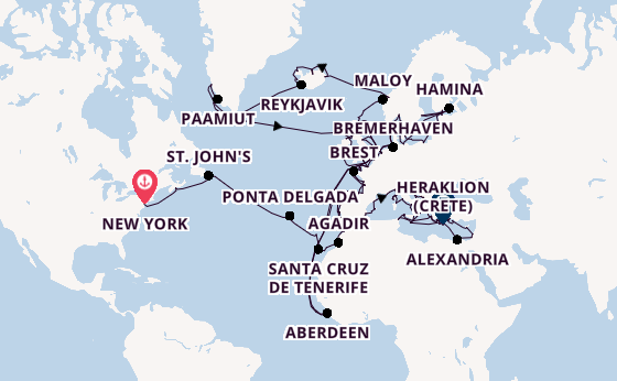 Transatlantic from New York, USA with the Seven Seas Mariner
