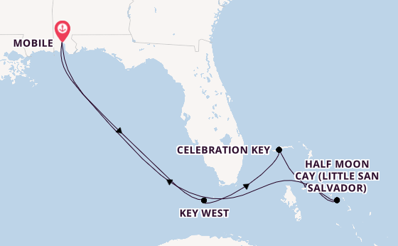 Caribbean from Mobile, Alabama, USA with the Carnival Spirit