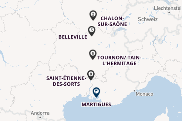 Rhône ab Chalon-sur-Saône, Frankreich auf der MS Mistral