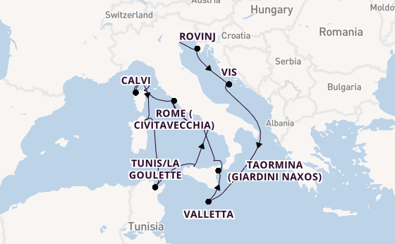 Western Mediterranean from Fusina (Venice) with the Seabourn Ovation 