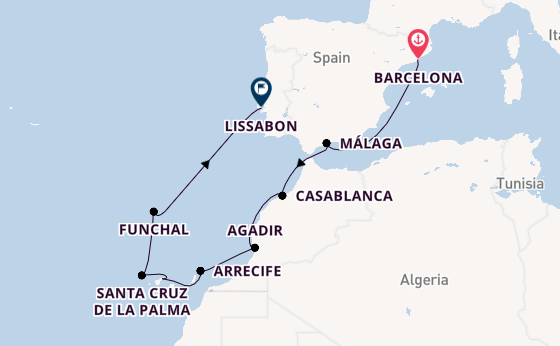 Canarische Eilanden vanaf Barcelona, Spanje met de Seven Seas Grandeur