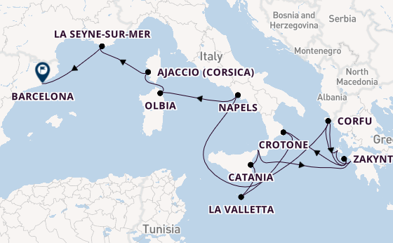 Middellandse Zee vanaf Corfu, Griekenland met AIDAblu