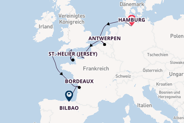 Vereinigtes Königreich ab Hamburg, Deutschland auf der EUROPA 2