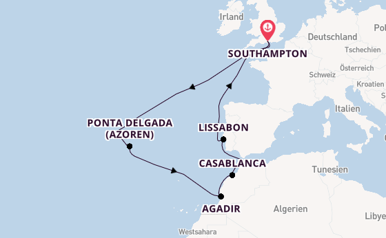 Portugal ab Southampton, Großbritannien auf der Queen Victoria