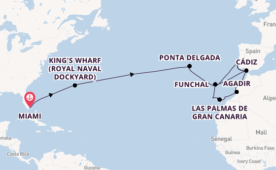 Transatlantic from Miami, Florida with the Seven Seas Prestige