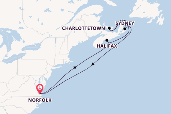 East Coast USA from Norfolk, Virginia, USA with the Carnival Sunshine