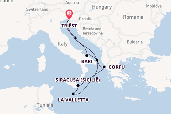 Westelijke Middellandse Zee vanaf Triëst, Italië met de Costa Deliziosa