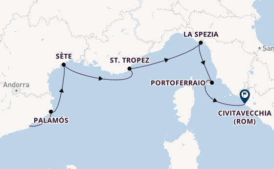 Westliches Mittelmeer ab Barcelona, Spanien auf der Seven Seas Grandeur