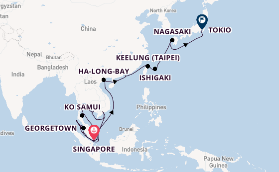 Zuidoost-Azië vanaf Singapore, Singapore met de Sapphire Princess